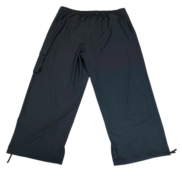 Never Not Hustling Drawstring Parachute Cargo Pants Sz XXL Tall Black #107M - Picture 3 of 9